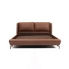 Amorous Leather Queen  Size Bed Without Storage (Brown Colour)