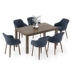 Atlas Solid Wood 6 Seater Compact Dining Table With 6 Rochelle Lounge Chair