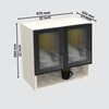 Aluminium Black Profile 2 Fluted Glass Handless Shutter With Space Organizer In Highland Pine Finish