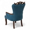Arista Sheesham Wood Lounge Chair In Turquoise Sea Velvet Upholstery