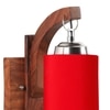 Devansh Solid Wood Electric Wall Light in Brown Colour with Red Shade Count of 1 Light