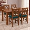 Globally Indian Nakshatra Solid Sheesham Wood 4 Seater Dining Table Set 4 Chairs Teal Green