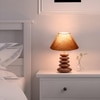 Devansh Grey  Cotton Table Lamp With Wood  Pebble Lamp  (10X10X15) Inches