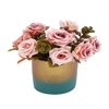 Artificial Pink Roses With A Ceramic Pot