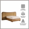 Elowen Softline Queen Size Bed in velvet With Oak wood Frame & Hydraulic Storage