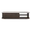 Nami Solid Wood And Aravali Marble TV Cabinet In  Dark Chestnut Finish