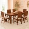 Globally Indian Aurelie Solid Sheesham Wood 6 Seater Dining Table Set 6 Chairs Beige