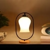 Devansh Milky Glass Wooden & Iron  Table Lamp -17 Inch Height  -Uyh