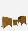 Hobart Wicker Table And Chair Set In Beige Brown Dual Tone Finish