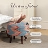 Crest Jacquard Wooden Ottoman in Blue Zig Zag Color Set of 2