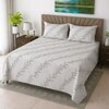 Black And White Floral 330 Tc  Cotton Flat  Queen Size Bedsheet With 2 Pillow Cover