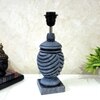 Grey Color Handpainted And Hancarved Distress Wooden Table Lamp