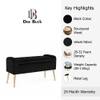 Doe Buck Upholstered Storage Bench in Black Colour with Gold Legs