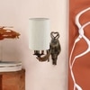 Devansh Metal Electric Wall Light in Antique Gold Colour with off-white Shade Count of 1 Light
