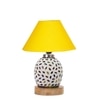 Devansh Conical Yellow Cotton Shade Lamp With Wood & Mosaic Glass Base For Decoration/Office/Home/Gifting/Study For Decoration/Office/Home/Gifting/Study -(10X10X14.5) Inches -A