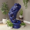 Blue Fiber Glass 7 Stacked Chalice Water Fountain
