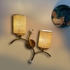 Devansh Metal Electric Wall Light in Gold Colour with Beige Shade Count of 2 Lights