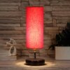 Webster Red cotton table lamp with brown wood base