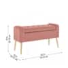 Doe Buck Upholstered Storage Bench in Pink Colour with Gold Legs
