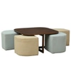 Jansen Nesting Coffee Table with Seating in Lunar Grey and Beige Fabric