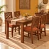 Globally Indian Bandhana Solid Sheesham Wood 4 Seater Dining Table Set 4 Chairs Terracotta Orange