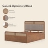 Hanoi Solid Wood Cane Queen Size Hydraulic Storage Bed In Amber Walnut Finish with Shitake Beige Colour