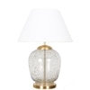 SECRET Water Droplets On Glass and Brass Finish Metal Large  Table Lamp With White Cotton Shade