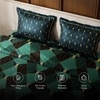 Stoa Paris Satin Comforter Set for King Size Bed 300TC Premium Bedding Emerald Celebrration
