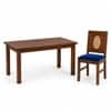 Globally Indian Elodie Solid Sheesham Wood 6 Seater Dining Table Set 6 Chairs Navy Blue