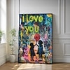 The Castle Decor Love You Graffiti Wall Art Framed Painting 20x30 Inch