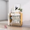 Hexa Red Engineered Wood Shoe Rack in Giant Wood and Frosty White Colour