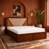 Shilp Solid Wood Comfort Queen Bed Hydraulic Storage Provincial Teak Finish Mattress 60 x 78 Inches