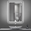Modern Rectangular LED Mirror Black Stainless Steel Frame with Shelving