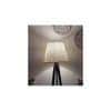 Julius Wooden Floor Lamp with Brown Base and Jute Fabric Lampshade