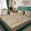 Beige Floral 180 TC Fitted 1 King  Bedsheet with 2 Pillow Covers