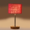 Devansh Maroon Jute Table Lamp With G Natural  Wood Base  & Steel Pipe -(7X17 Inches)-12