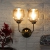 Devansh Metal Electric Wall Light in Gold Colour with Lavender Shade Count of 2 Lights