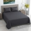 Kian Slate Grey Solid Plain 400 TC Cotton Satin Flat Super King Size Bedsheet with 2 Pillow Covers – Threads