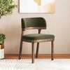 Dune Solid Wood Single Dining Chair In Brown Oak Finish with Deep Olive Velvet