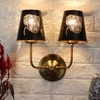 Devansh Metal Electric Wall Light in Gold Colour with Black Shade Count of 2 Lights