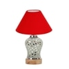 Devansh Conical Red Cotton Shade Lamp With Wood & Mosaic Glass Base For Decoration/Office/Home/Gifting/Study For Decoration/Office/Home/Gifting/Study -(10X10X14.5) Inches -A