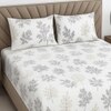 White Floral 400 TC Cotton Fitted Super King Size Bedsheet With 2 Pilllow Covers  Threads
