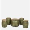 Vintage Hammered Metal Coffee Table with 4 Stools in Gold Finish Set of 5