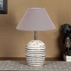 Grey cotton with White Brushed Wood Table Lamp