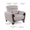 Radiance 1 Seater Leather Sole in Light Grey Colour