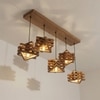 Star 5 Series Brown Solid Wood Cluster Hanging Light