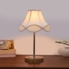 Devansh Off-White Cotton Vintage  Lamp With Natural  Wood Base  & Steel Pipe  (12X19.25)