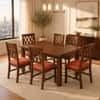 Globally Indian Pranika Solid Sheesham Wood 6 Seater Dining Table Set 6 Chairs Terracotta Orange