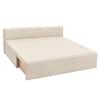 Marteen 2 Seater Velvet Pull Out Sofa Cum Bed in Cream Color With Storage
