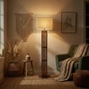 Elegant Beige Jute Floor Lamp with Beige Jute Base